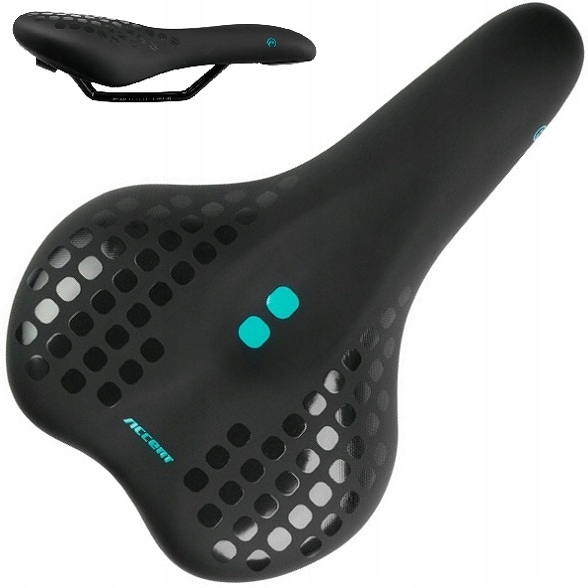 Siodełko damskie rowerowe Accent Dots Lady czarno-turkusowe