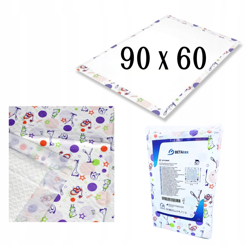 podkłady MATY CHŁONNE JEDNORAZOWE dla DZIECI MOCNE 90x60 cm ZARYS 45 szt. Kod producenta BT-PC6090C