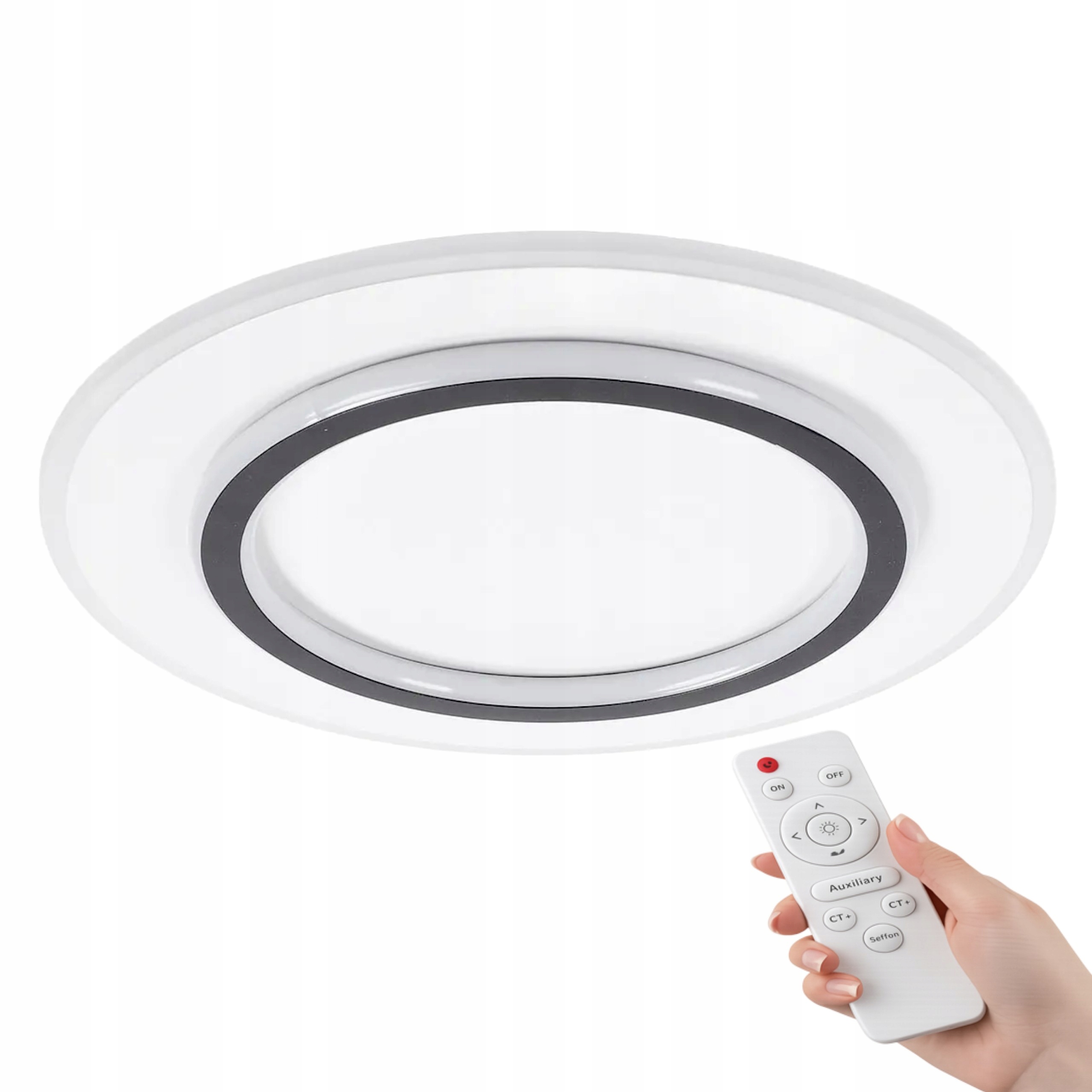 Stropní Svítidlo Bílá Černá Kulatá Stropní Svítidlo Kulatý 3 Barvy Led S Dálkovým Ovládáním