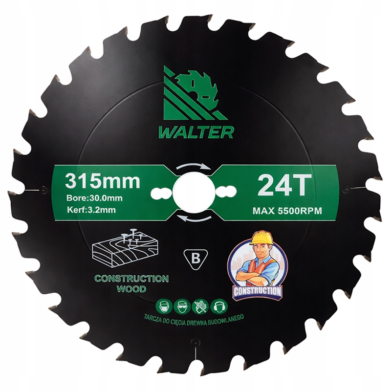 Pilový kotouč na dřevo 315x30 Z24 pro stavební dřevo Walter