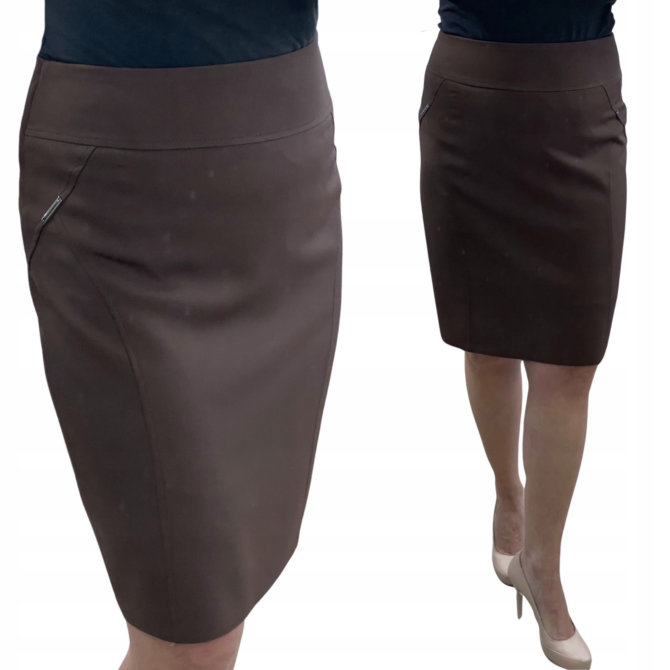 SPÓDNICA OŁÓWKOWA Z PODSZEWKĄ BRĄZOWY R.44