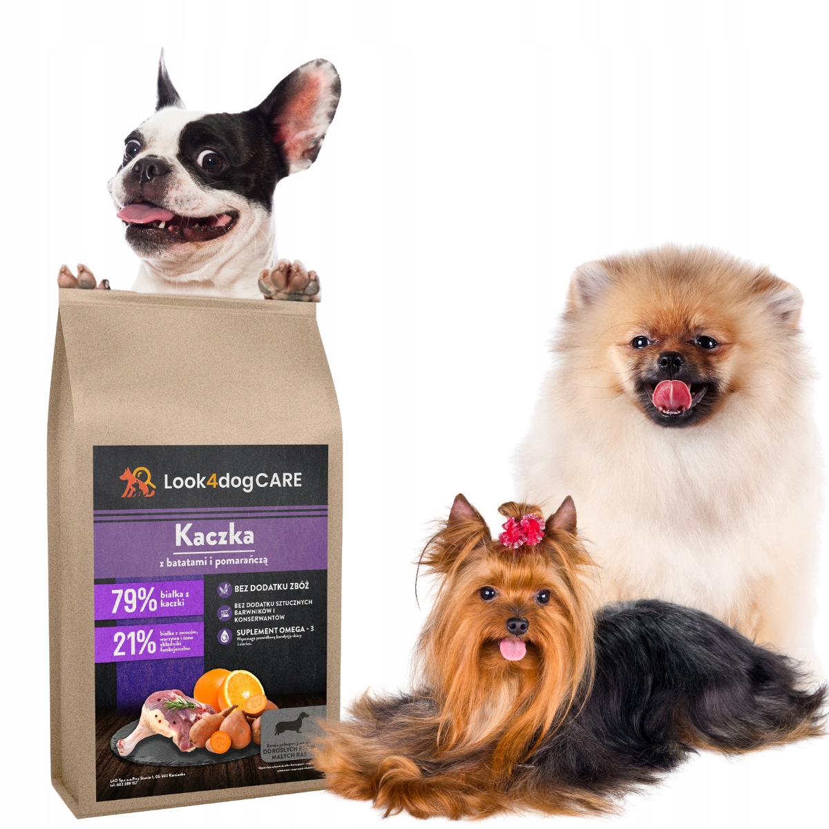Karma dla psa Look4dog Care kaczka bez zbóż i drobiu małe rasy worek 6 kg