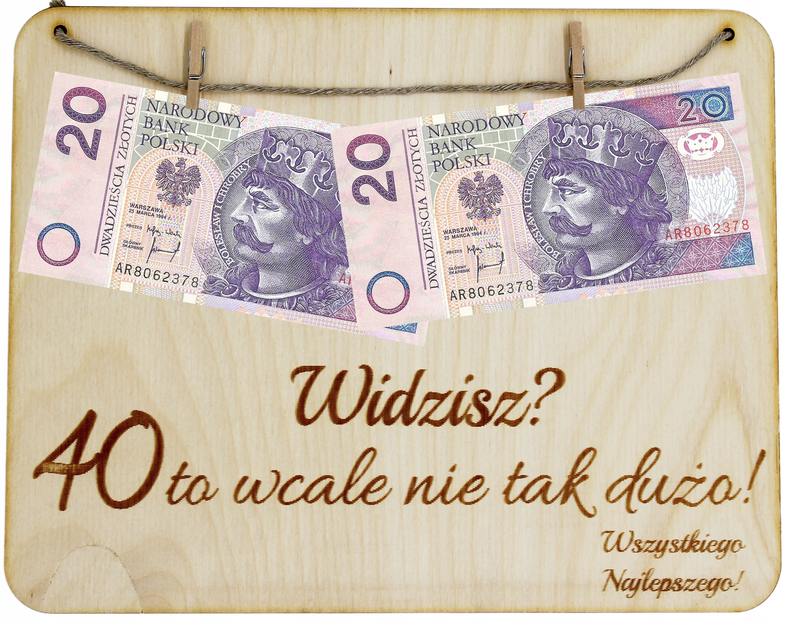

Na 40 Urodziny Ramka Tabliczka Pieniądze