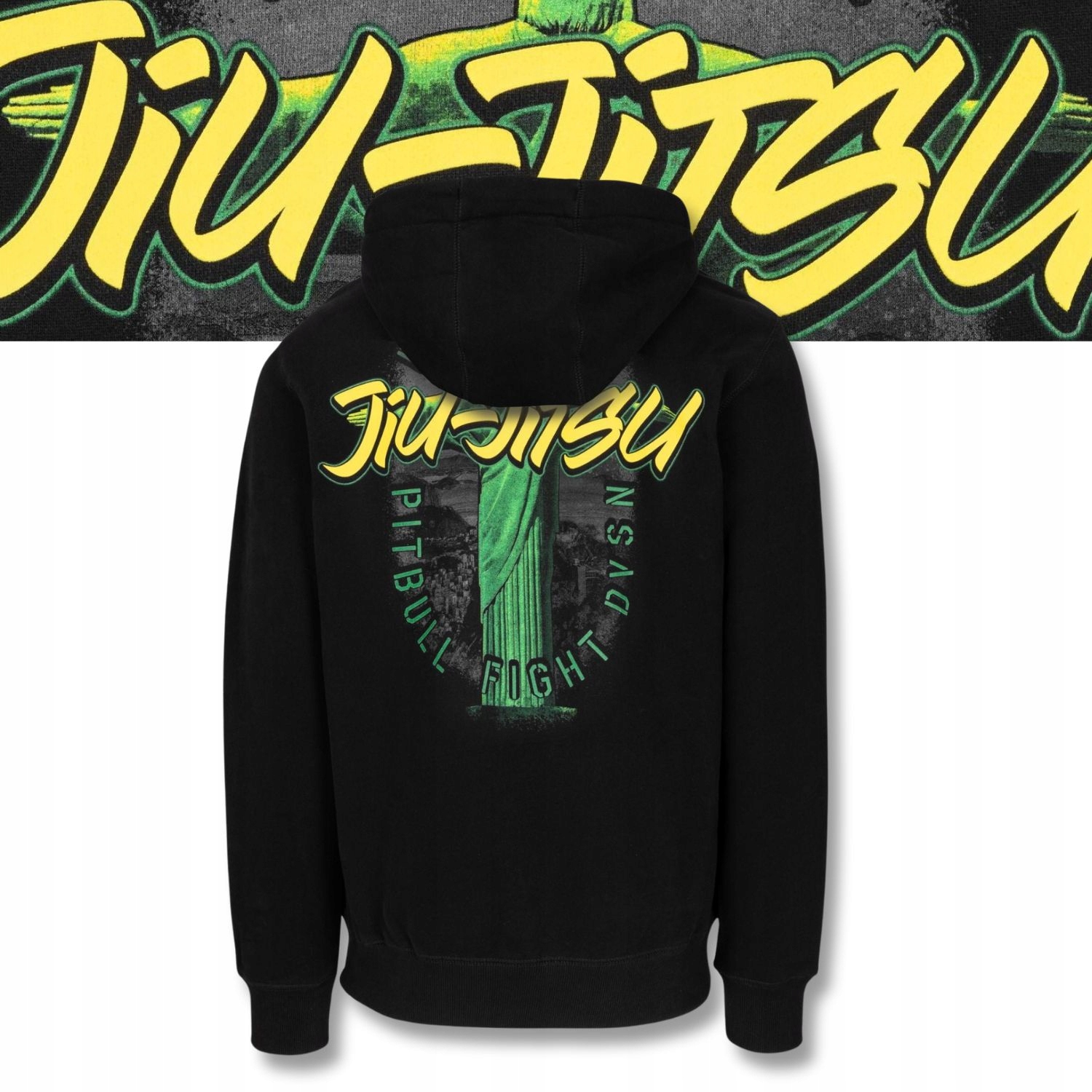 Pánská Mikina s kapucí Pitbull Bjj Fight Dvsn Silná mikina s potiskem Jiu Jitsu