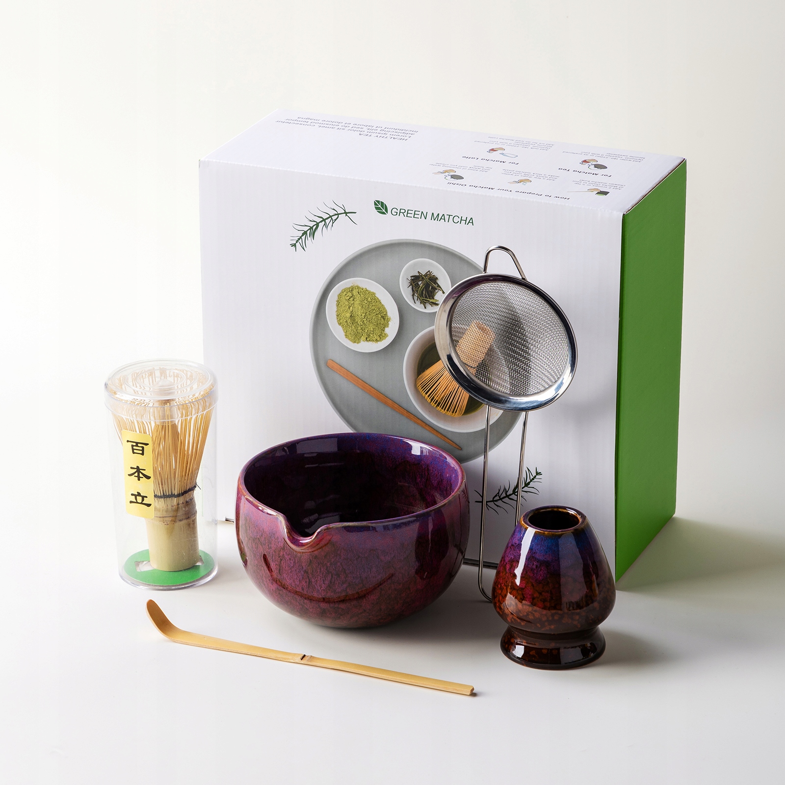 Levně Bambusový Nekit Dárková Sada Na Čaj Matchy Chashaku purpurová