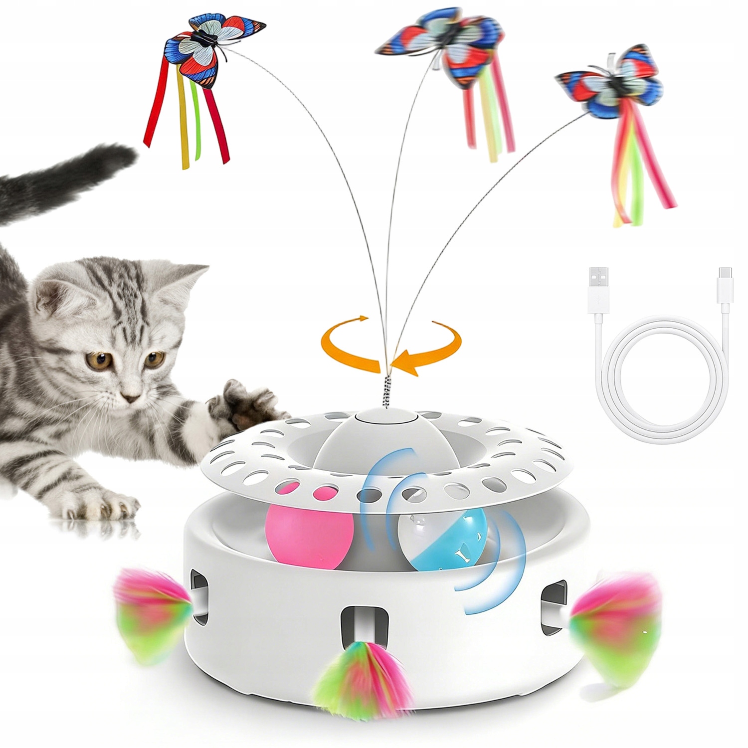 Interaktivní Hračky Věž Pro Kočky Pro Cvičení S Peřím Na Pružině
