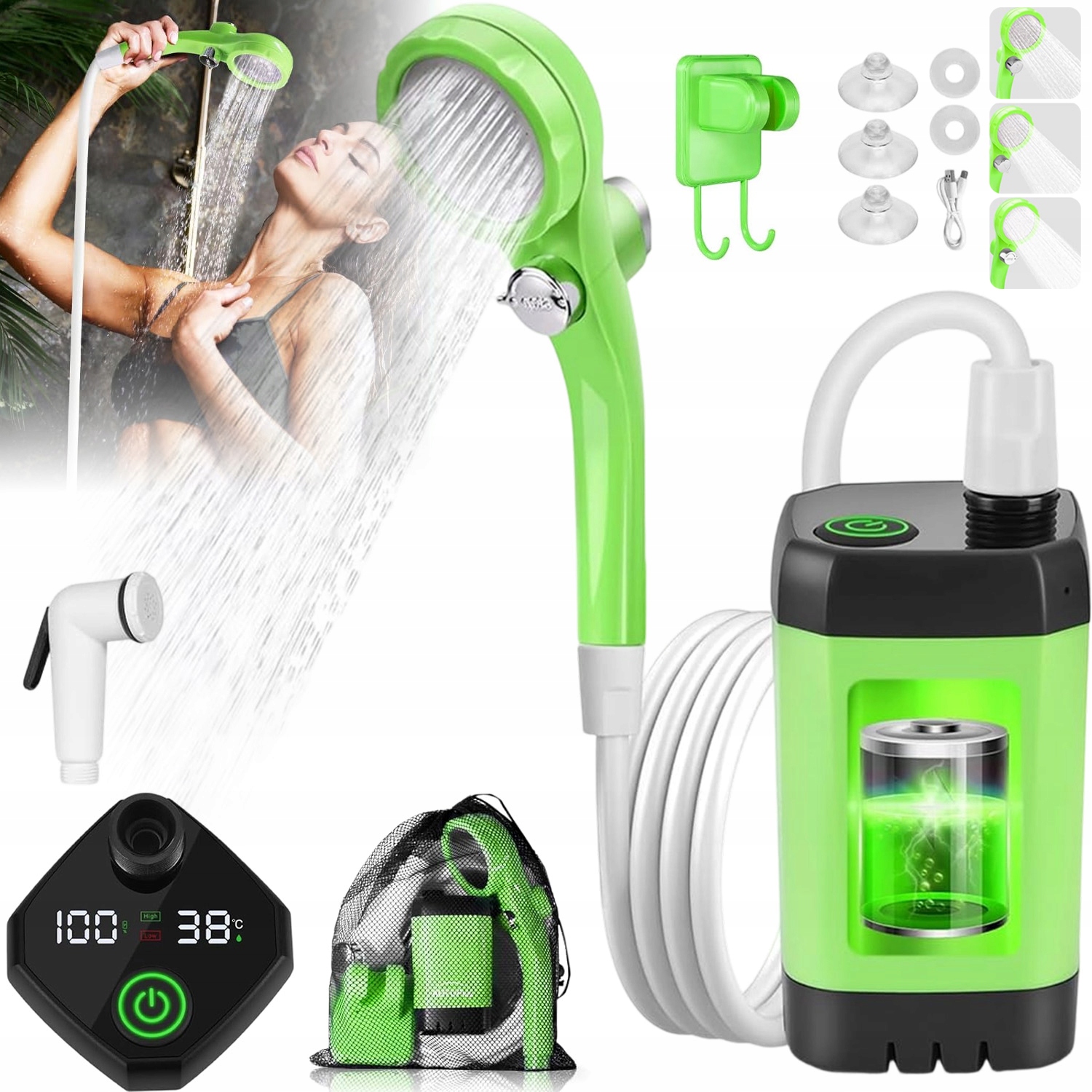 Přenosná Sprcha Pod Stan 6000 Mah, Led Displej S Hadicí