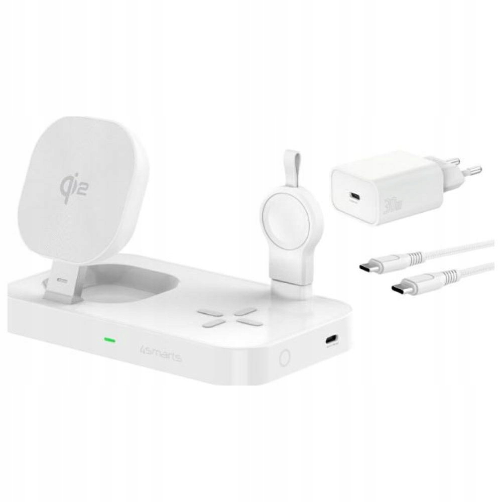 Stacja ładująca 4smarts Qi2 Trident z ładowarką do Galaxy Watch biały