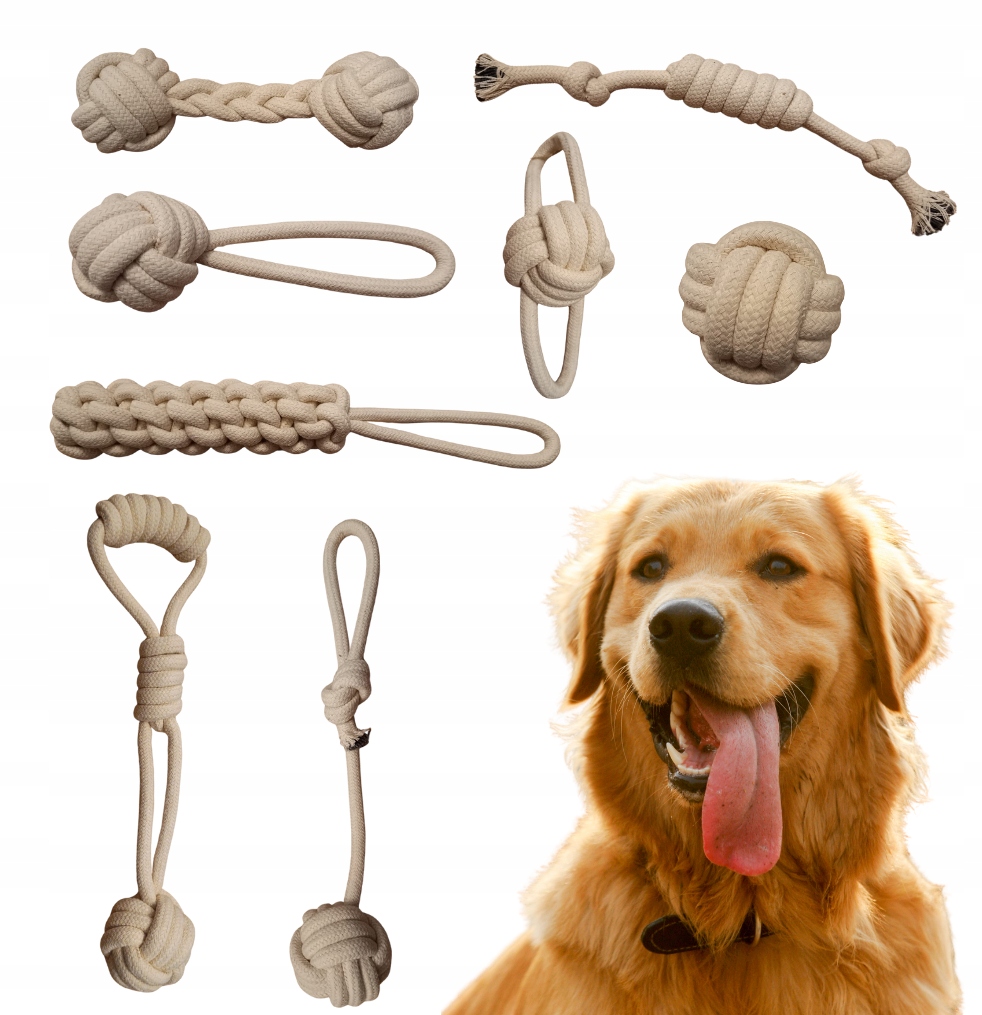 Levně sada 8 šňůr Dikom bavlněné hračky pro psa, silné, odolné