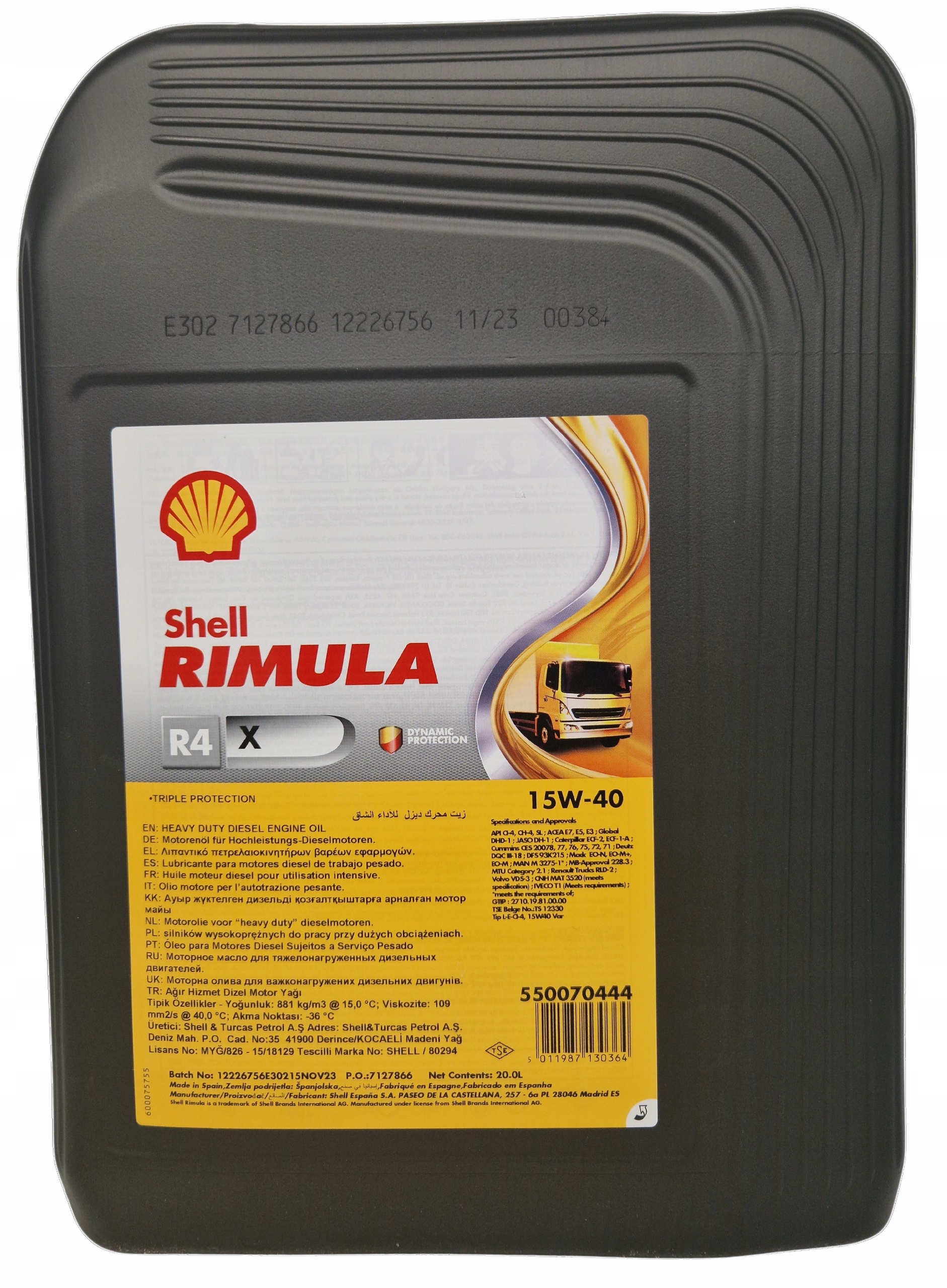Shell Rimula R4 X 15W40 20L Olej Mineralny E5 E7 Nowe Opakowanie Stan opakowania oryginalne