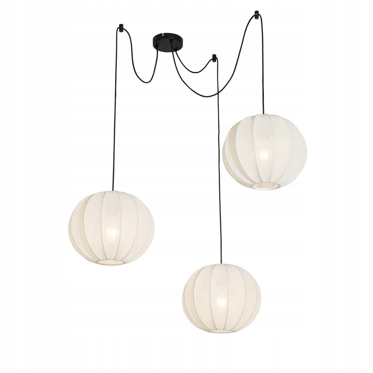 Designerska lampa wisząca biała jedwab 30 cm 3-światła Plu