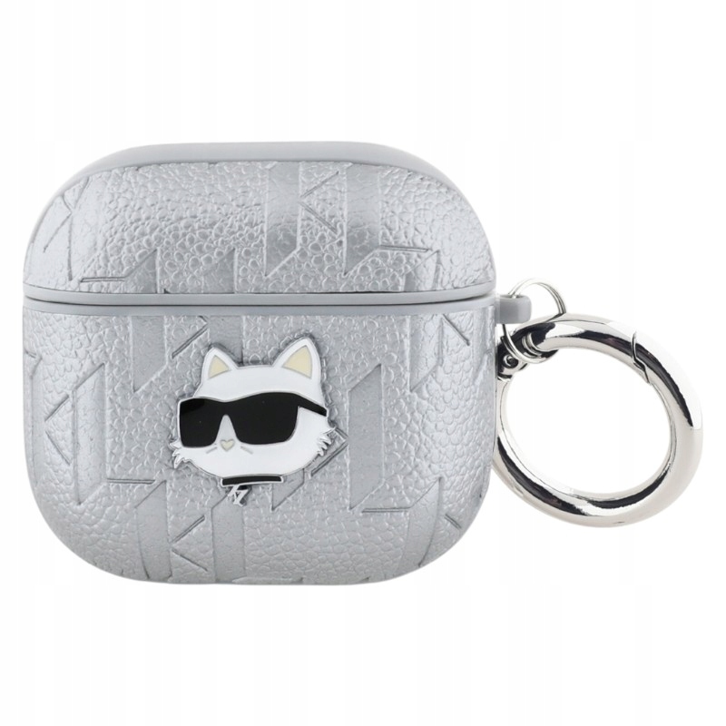 Karl Lagerfeld Monogram Choupette Head Pouzdro pro AirPods 4 (stříbrné)