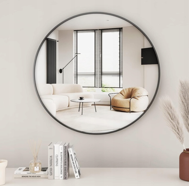 Zrcadlo kulaté Koonmi 60 cm, černý hliníkový rám