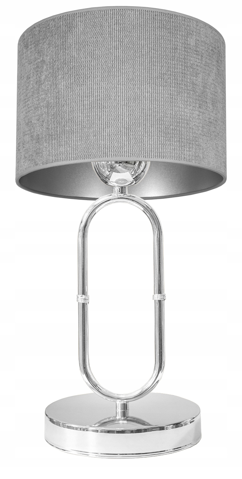 STYLOWA LAMPKA NOCNA BIURKOWA KLOSZ KULA RYFLOWANA NOWOCZESNA CHROM LED E27