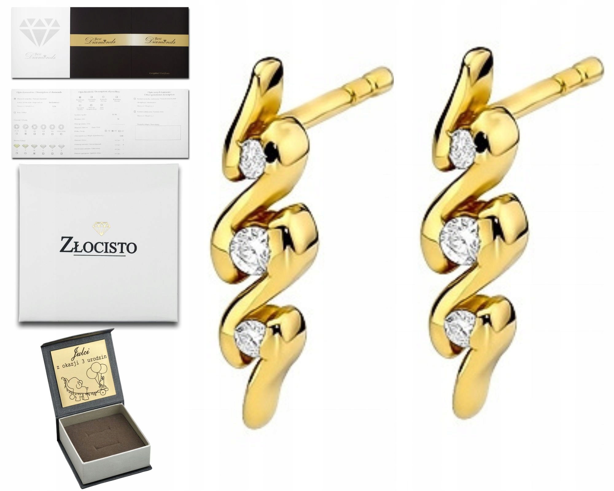 Zlaté Náušnice S Brilianty 0,12 Ct Šrouby