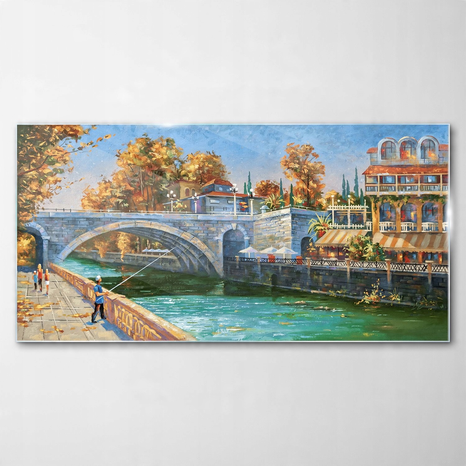 

Hartowany Obraz Szklany Rybak Woda Most 140x70
