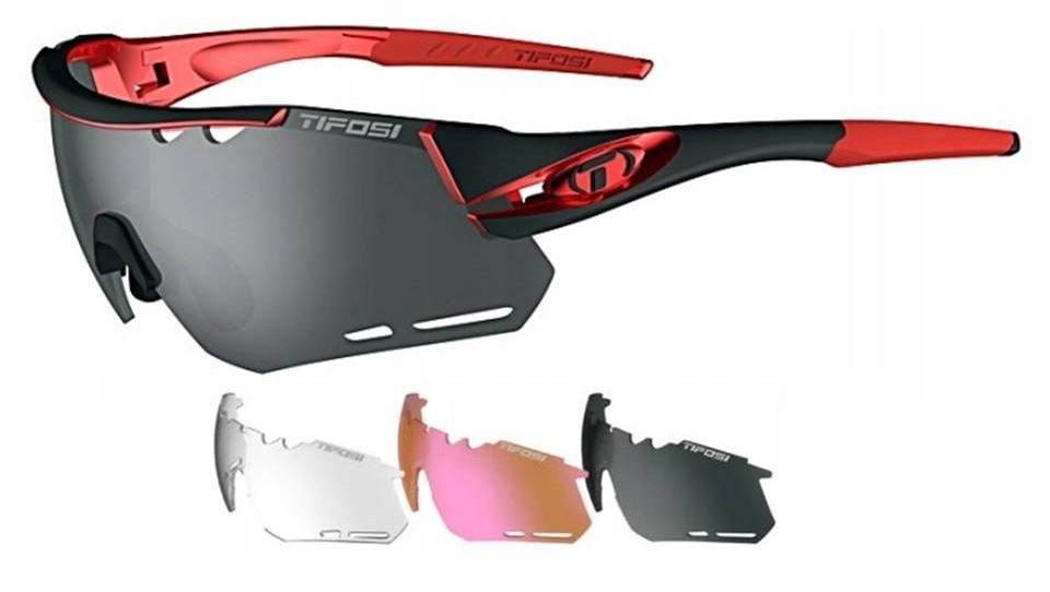 Sportovní brýle Tifosi Alliant, 3 vyměnitelná skla, Grilamid TR90 černá červená