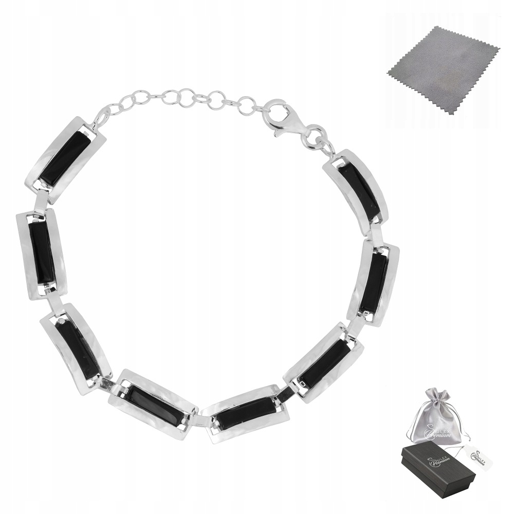 Klasický náramek stříbro 925 Elegantní s Onyxem utěrka