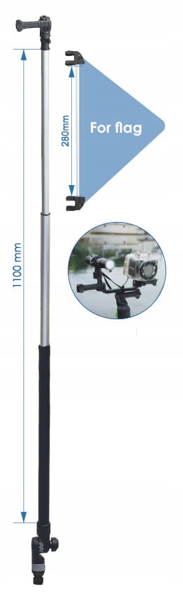 Teleskopický třístupňový držák pro kameru 1100 mm Černý