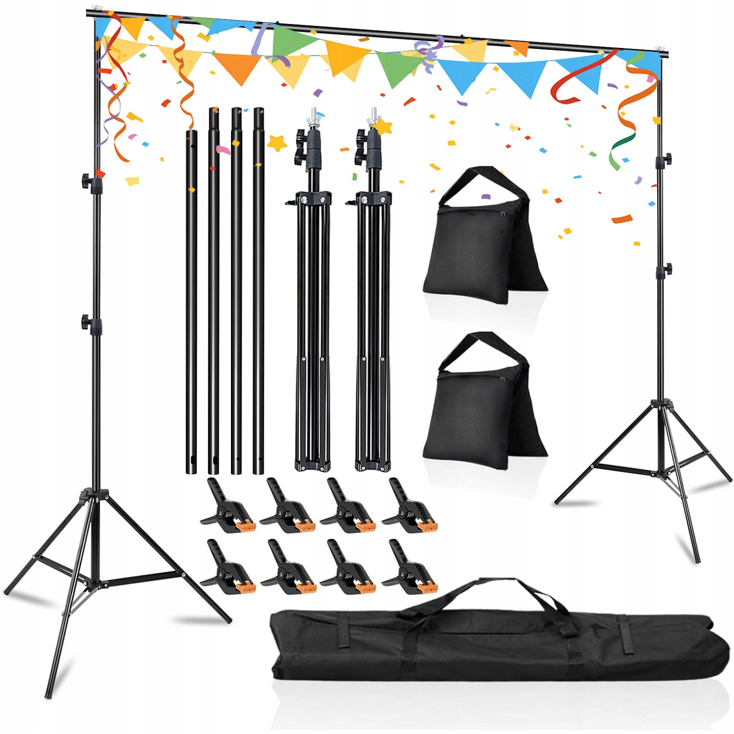 Stativ Pro Fotografické Pozadí Studiový Set 300X210 CM Se Svorkami