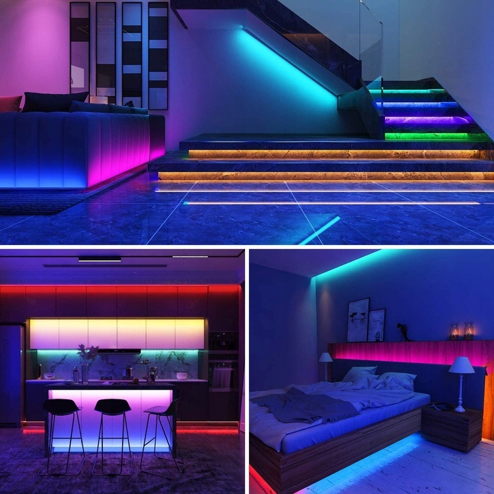 TAŚMA LED 5m RGB KOLOROWA + PILOT 16 kolorów lethe 24W 4 TRYBY Moc 24 W