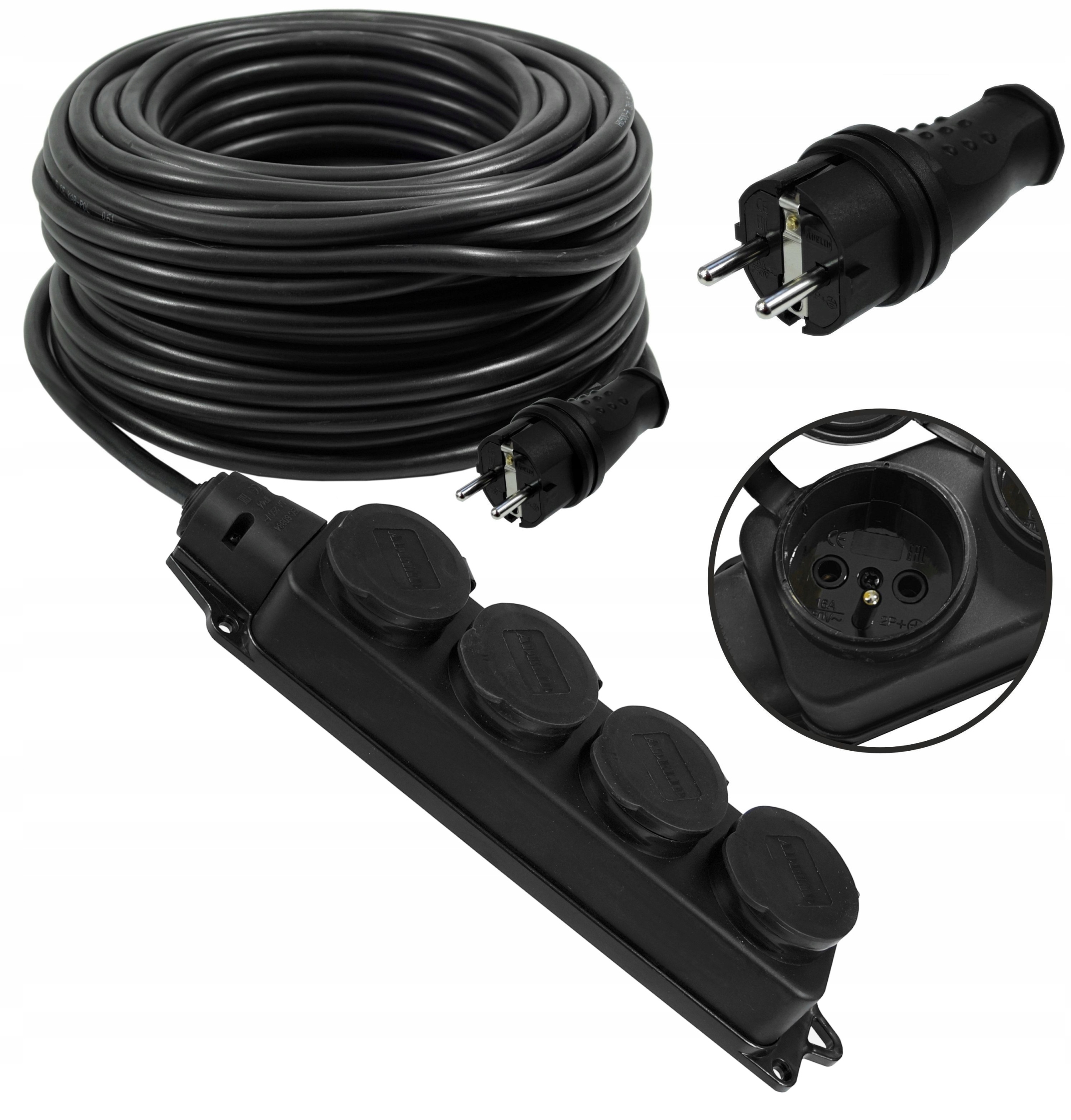 

Przedłużacz Gumowy 30m Ow 3X1,5 Czwórnik 4*GNIAZDO