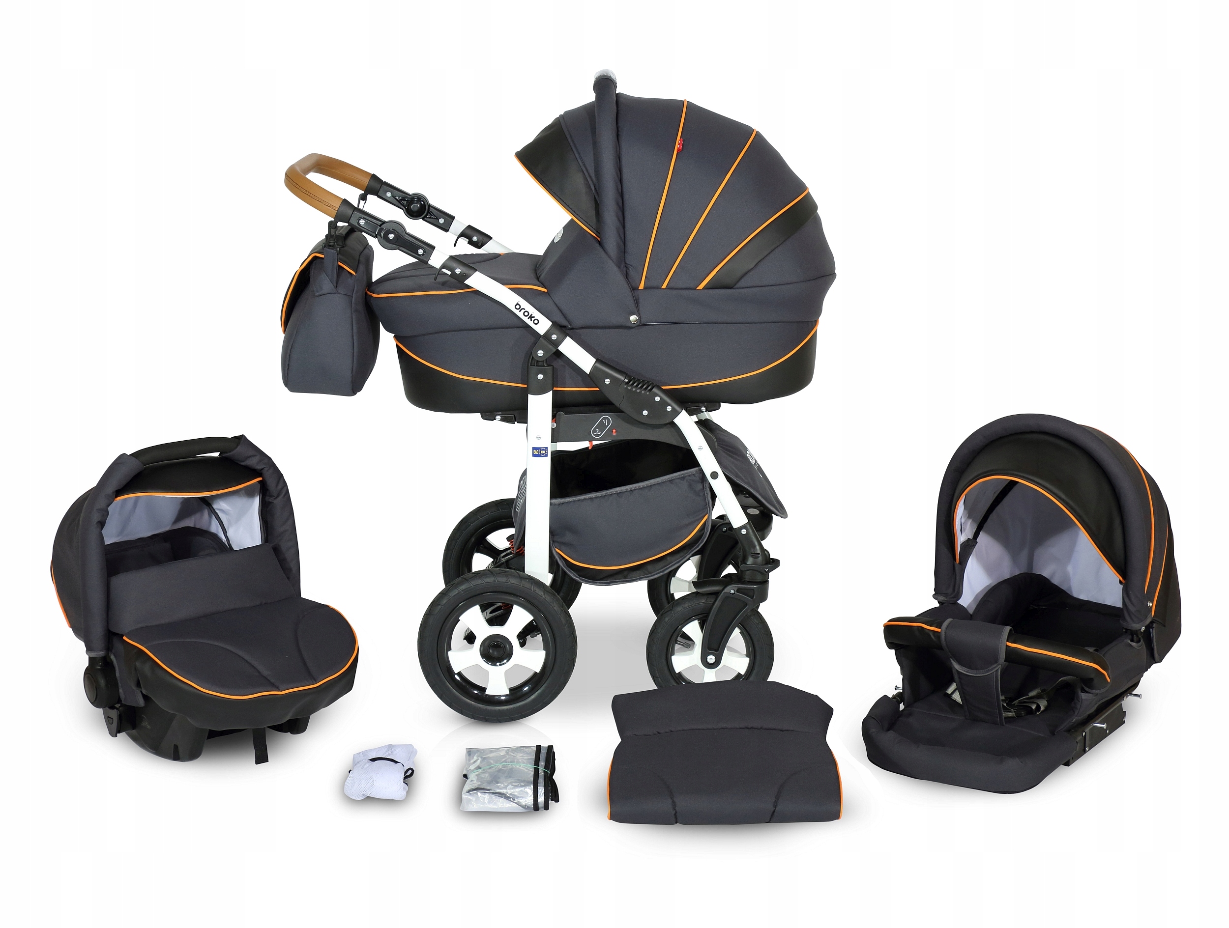 WÓZEK DZIECIĘCY VERDI BROKO 3W1+TORBA + AKCESORIA