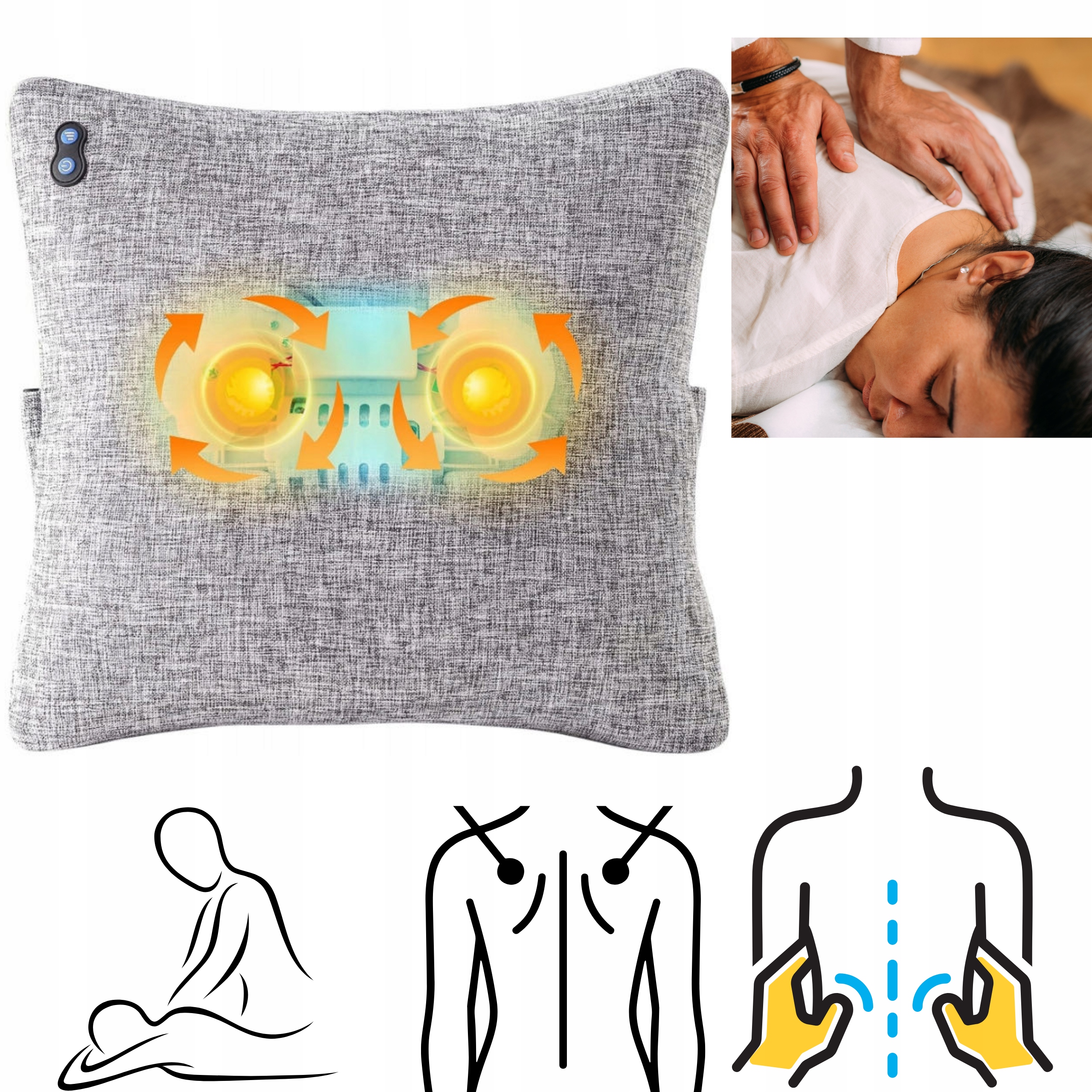 Poduszka masująca bezprzewodowa plecy/nogi Shiatsu grzanie/Domowy masażysta