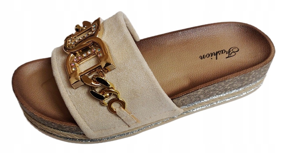 SZOK TEGO ROKU NIESPOTYKANE KLAPKI DAMSKIE NA NISKIM KOTURNIE DIAMENCIKI 40 Marka inna