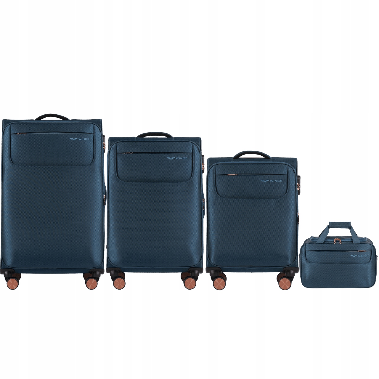 Sada 3 kufrů Tern měkká příruční taška Wings Teal cestovní sada