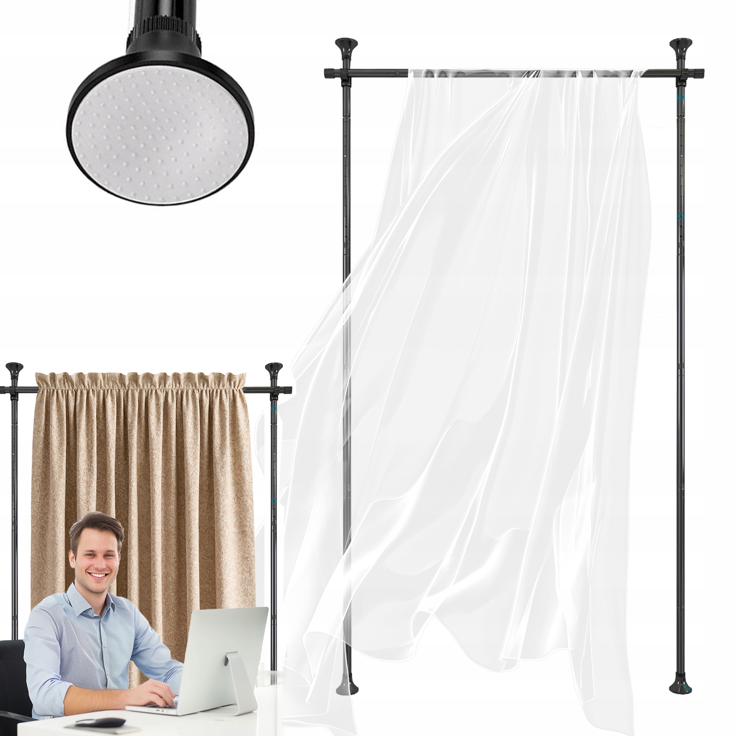 Garnýž Teleskopická Tyč Rozsuvací Sprchová Bez Vrtání 70-182cm