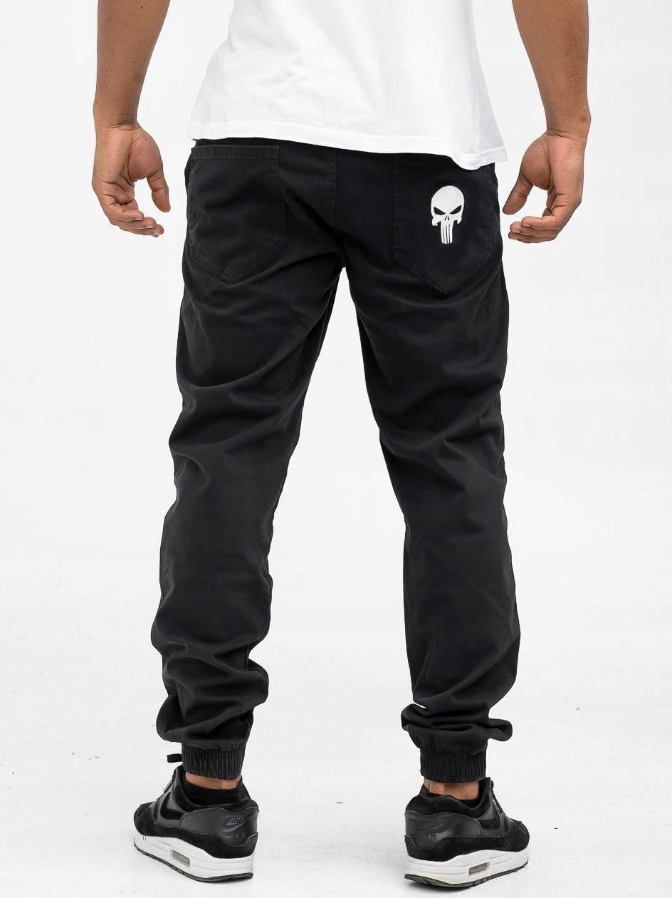 Pánské Materiálové Jogger Kalhoty Marvel Punisher Logo Módní Černé M