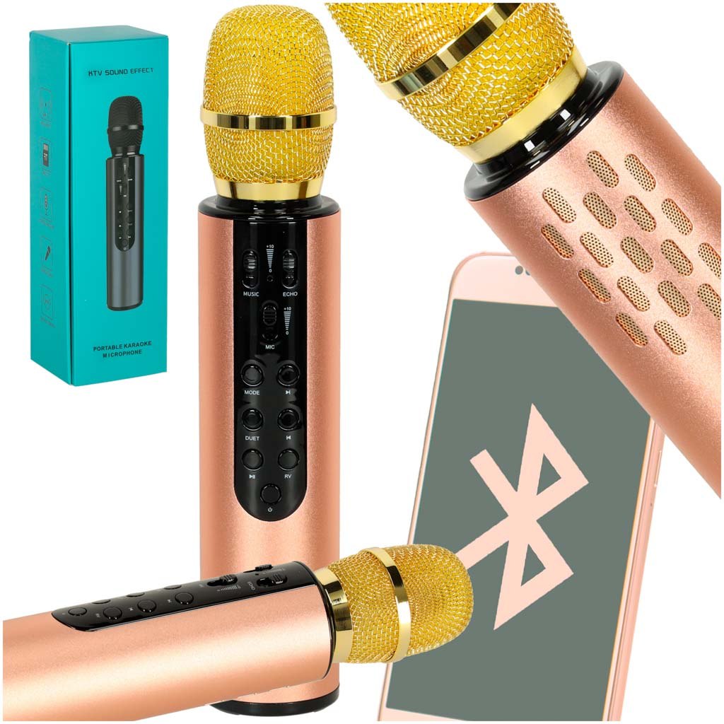 Bezdrátový mikrofon Bluetooth pro karaoke, zlatý