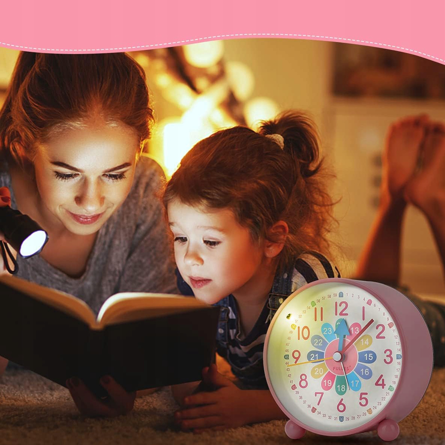 BUDZIK BUDZIK DO NAUKI DLA DZIECI Z LAMPKĄ NOCNĄ Materiał dominujący tworzywo sztuczne