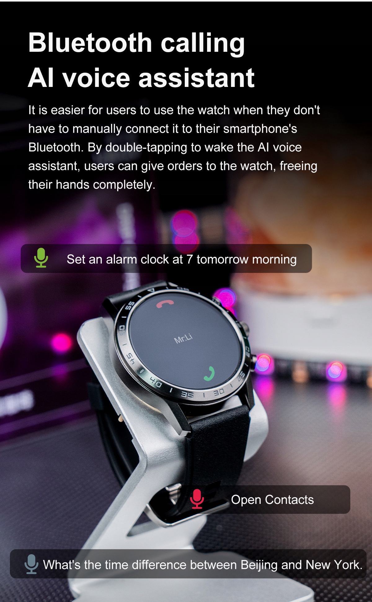 Smart Watch Bluetooth Bracelet Watch Kolor dominujący czarny