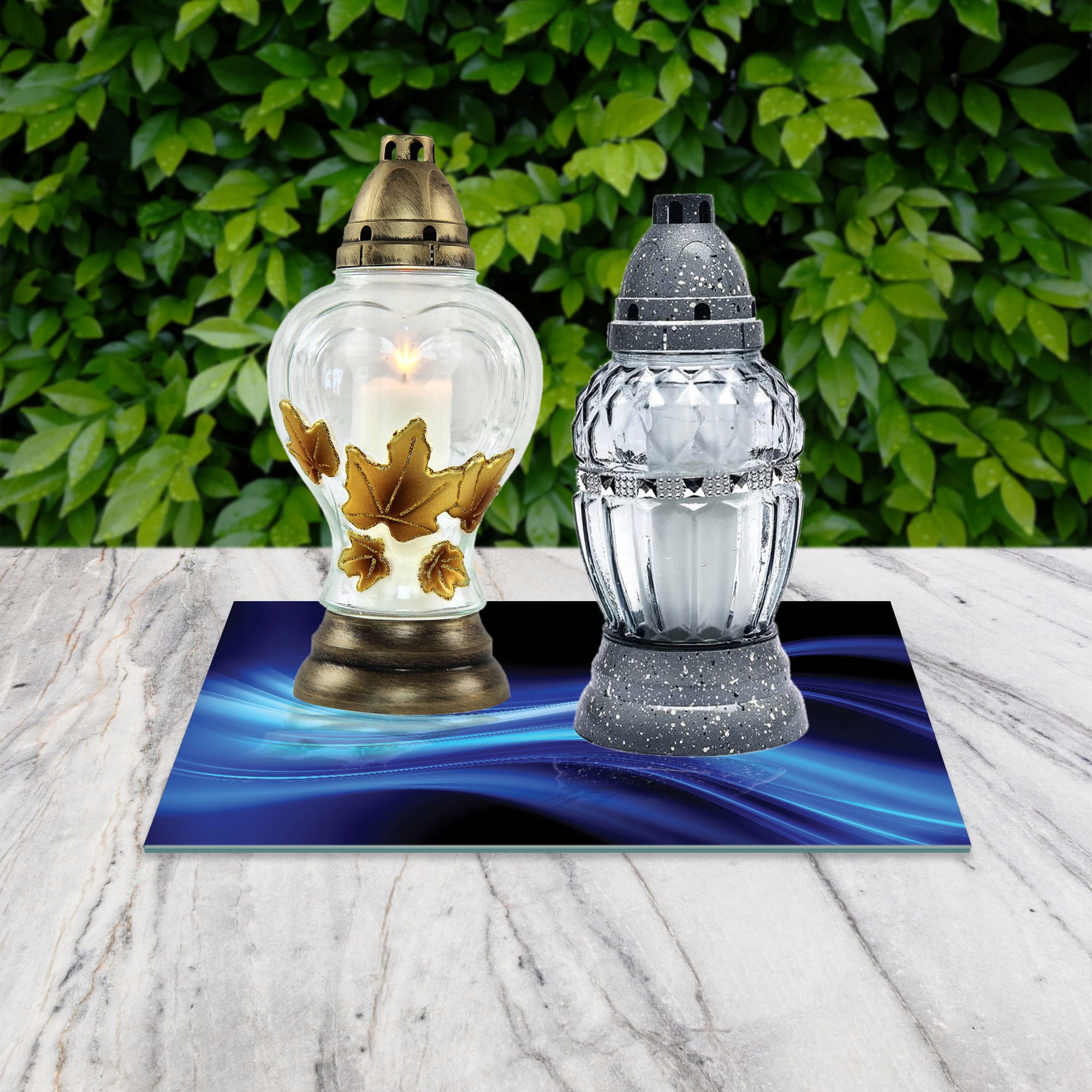 SZKLANA PODSTAWKA POD ZNICZE 40x30cm Fale 287b Marka inna