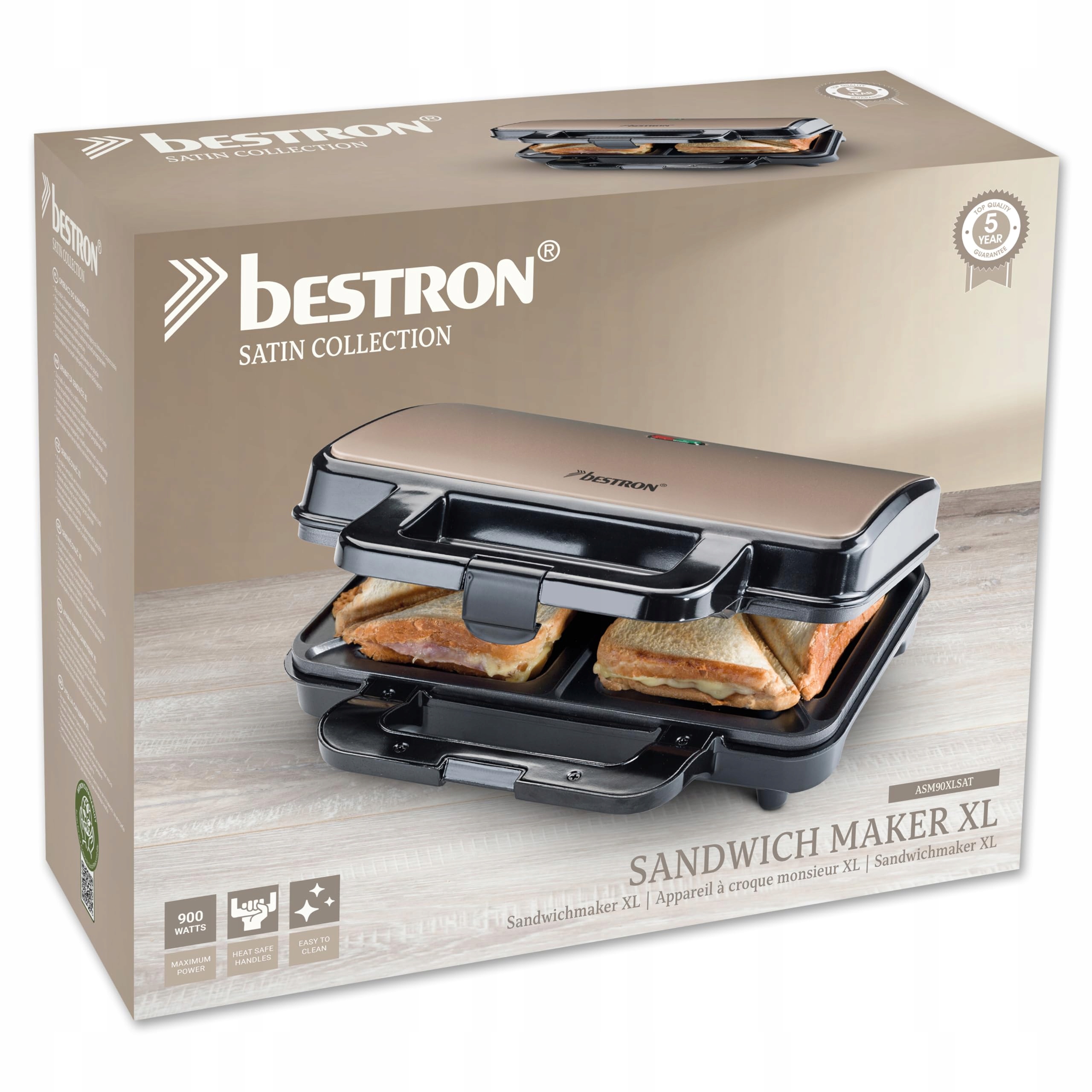 BESTRON XL Opiekacz: 2 Kanapki, Automatyczna Regulacja Temperatury — miniatura 7