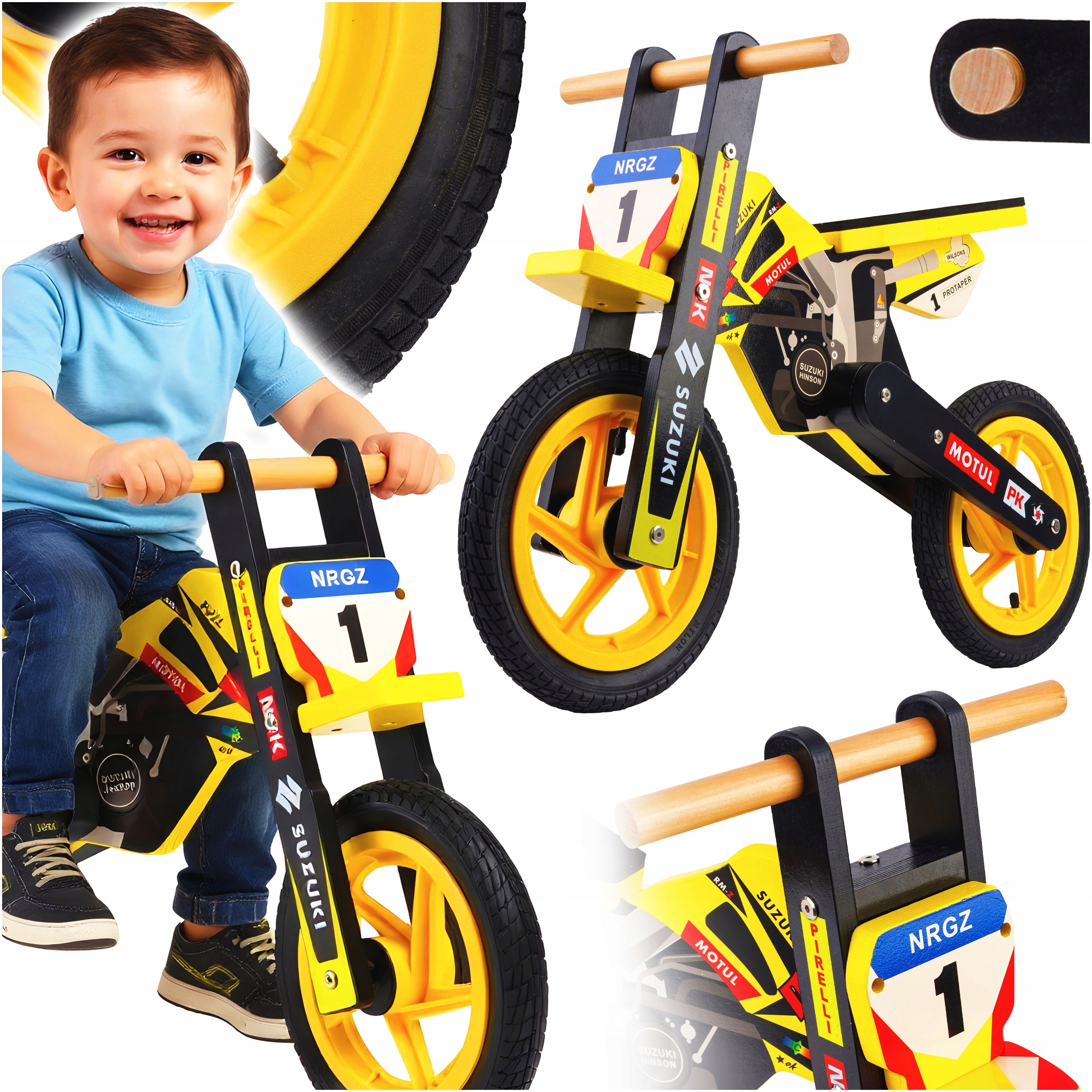 Rower Biegowy Dla Chłopca Drewniany Suzuki Balansowy Duże Koła 12"