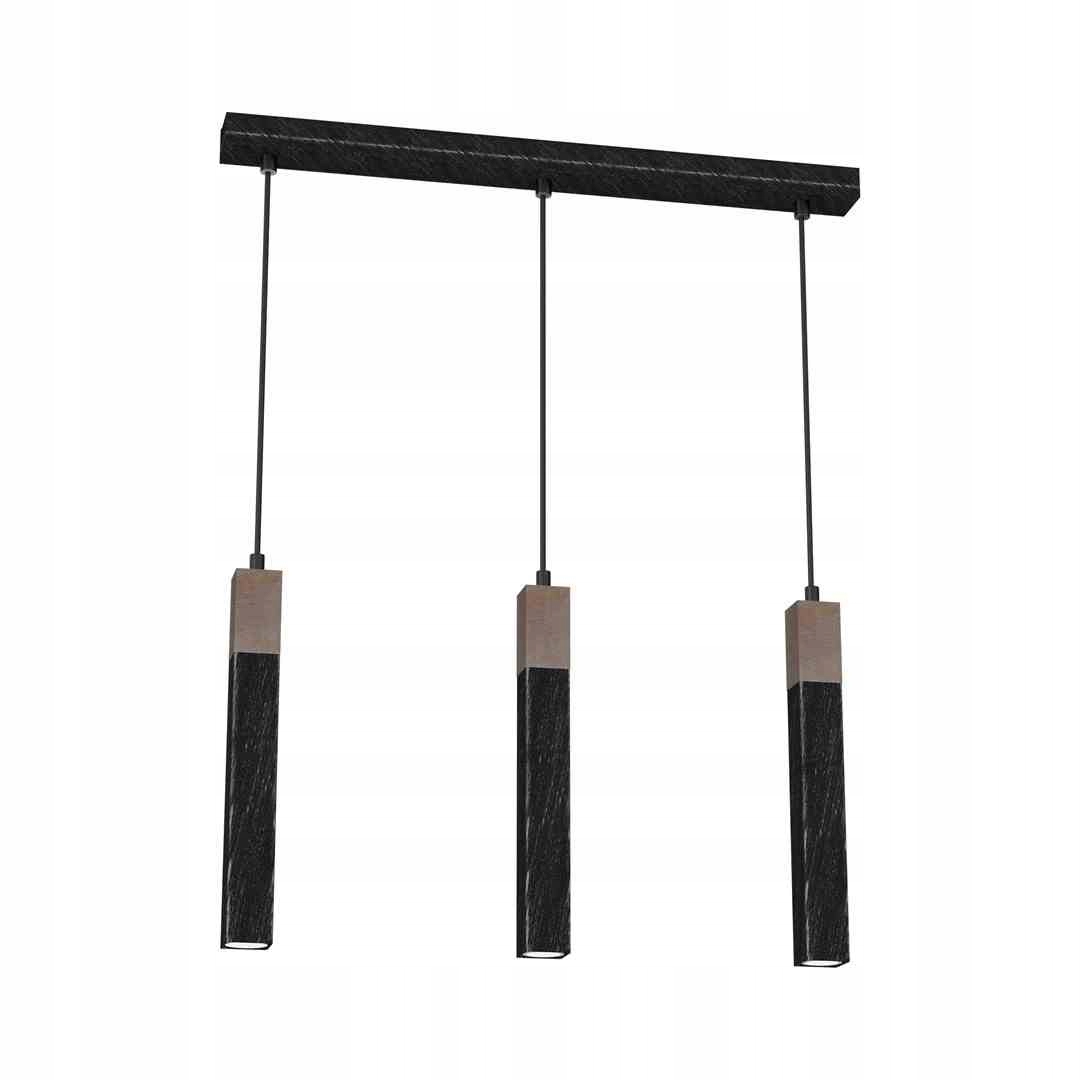 Závesná lampa Solo Sawn Black Patinated Wood 3x mini GU10