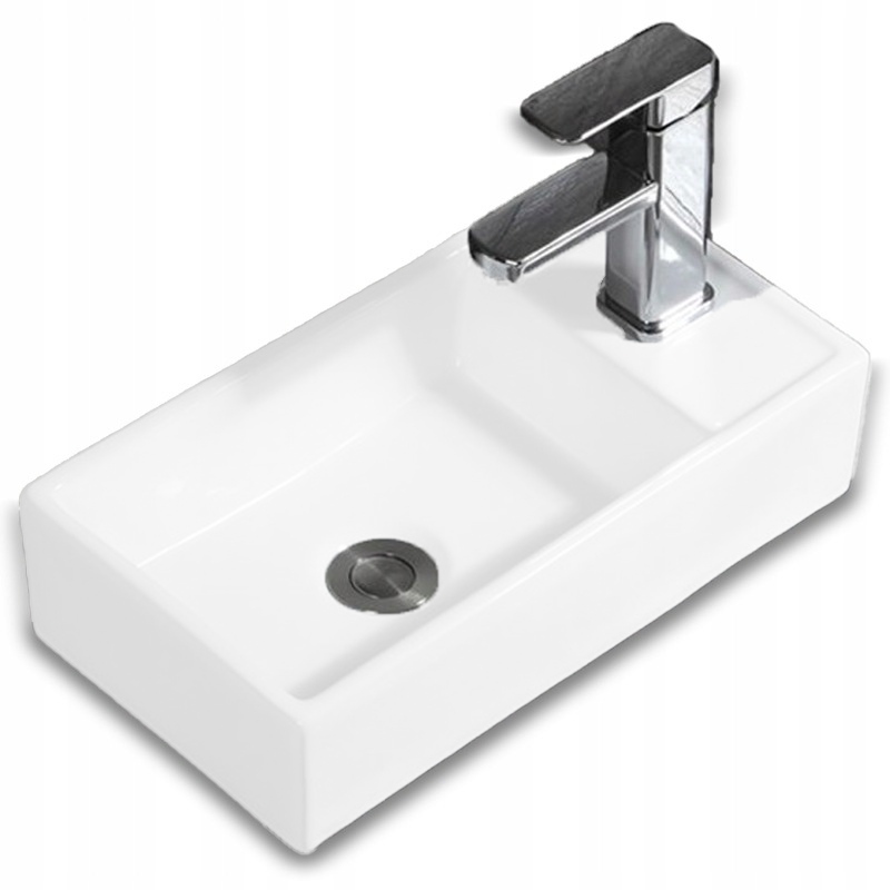 Umyvadlo Na Desku Obdélníkové Keramické Bílé Postavené Na Desku 40x22 CM