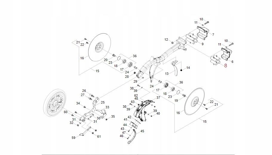 Zagarniacz bruzdki redlicy siewnika Horsch TurboDi Numer katalogowy części 70623044015