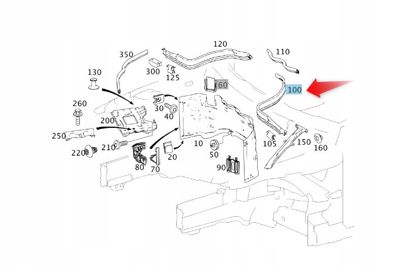 Těsnění Přepážkové Stěny W204 Mercedes Oe A2046282798