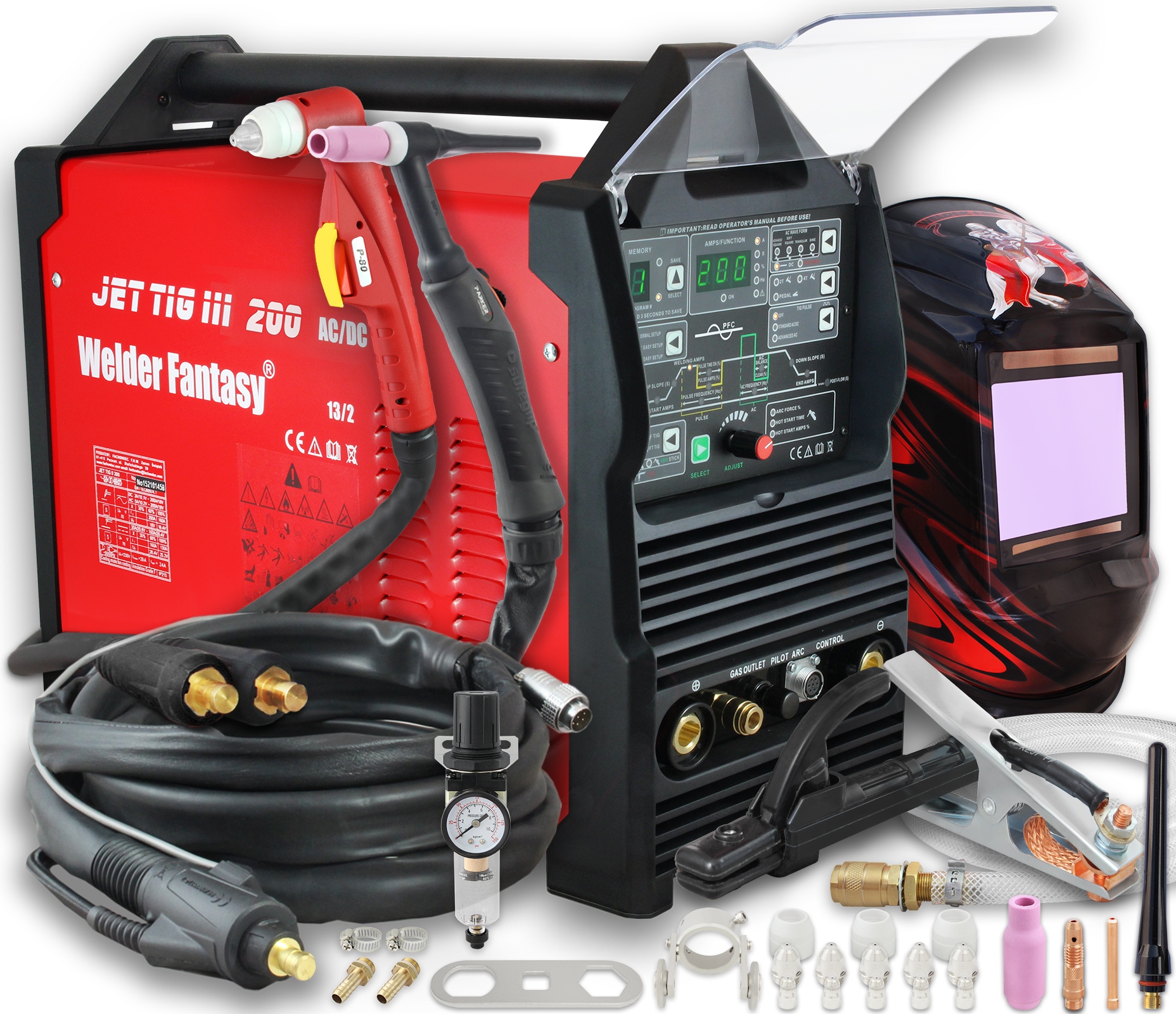 Плазмовий зварювальний апарат JET TIG III 200 AC / DC маска 3037