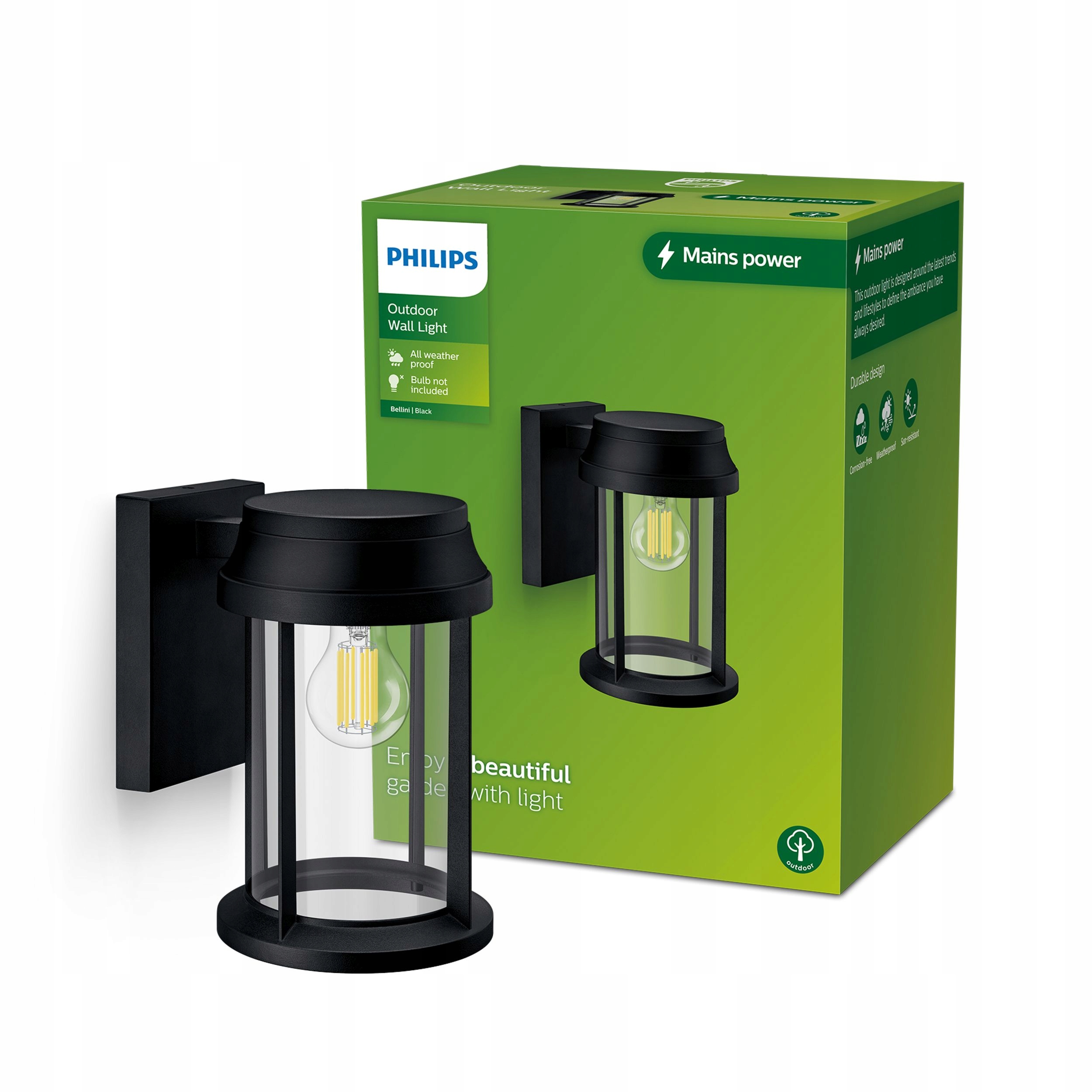Led záhradná lampa, nástenné svietidlo Bellini E27 IP44, lampáš Philips