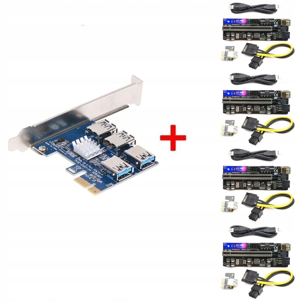 Pci-e Usb Riser Splitter adaptér 4x Riser 010s