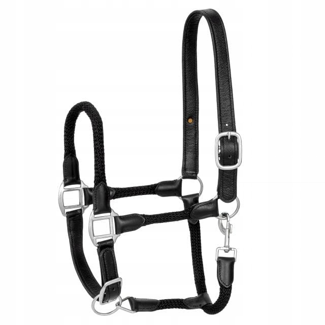 Kantar dla kucyka Start leather/cord skórzany regulowany czarny Pony