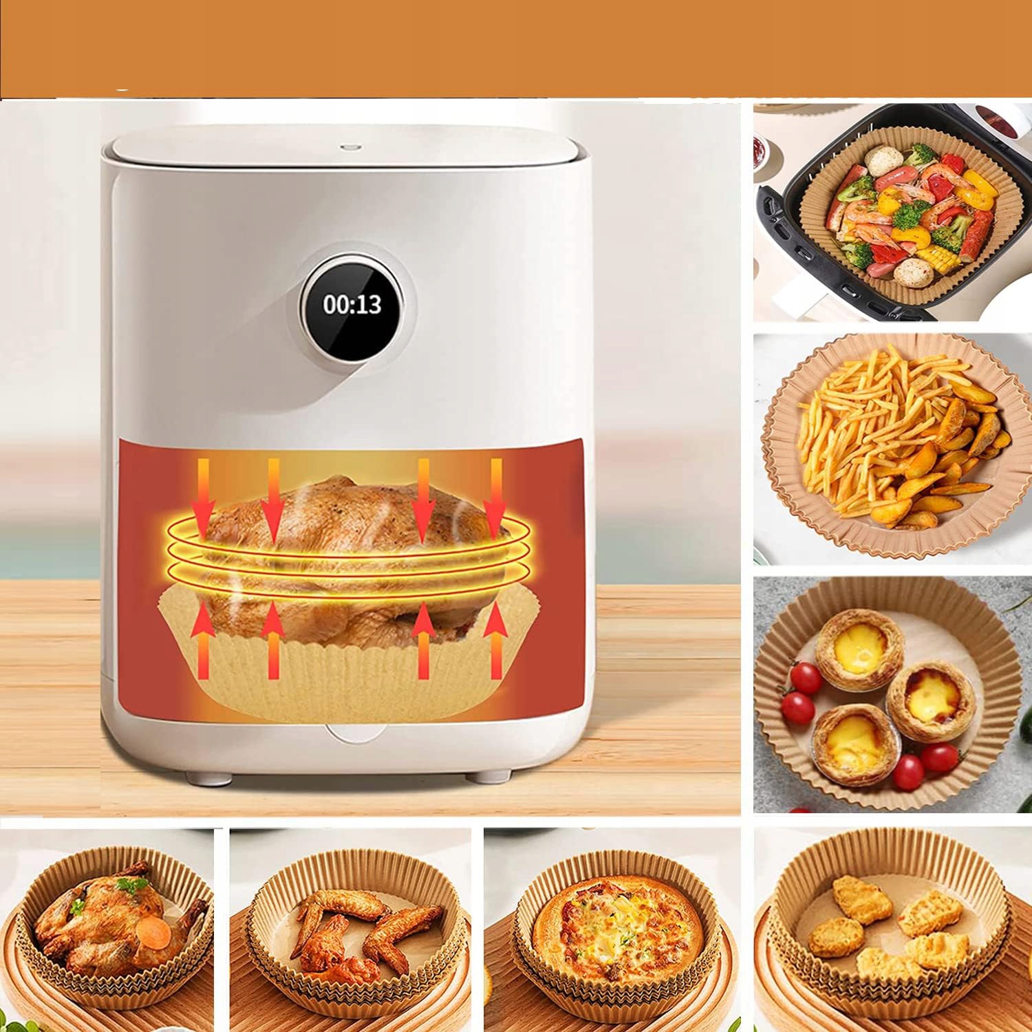 100SZT PAPIER DO PIECZENIA DO FRYTKOWNICY POWIETRZNEJ AIR FRYER 20CM EAN (GTIN) 0886545179766