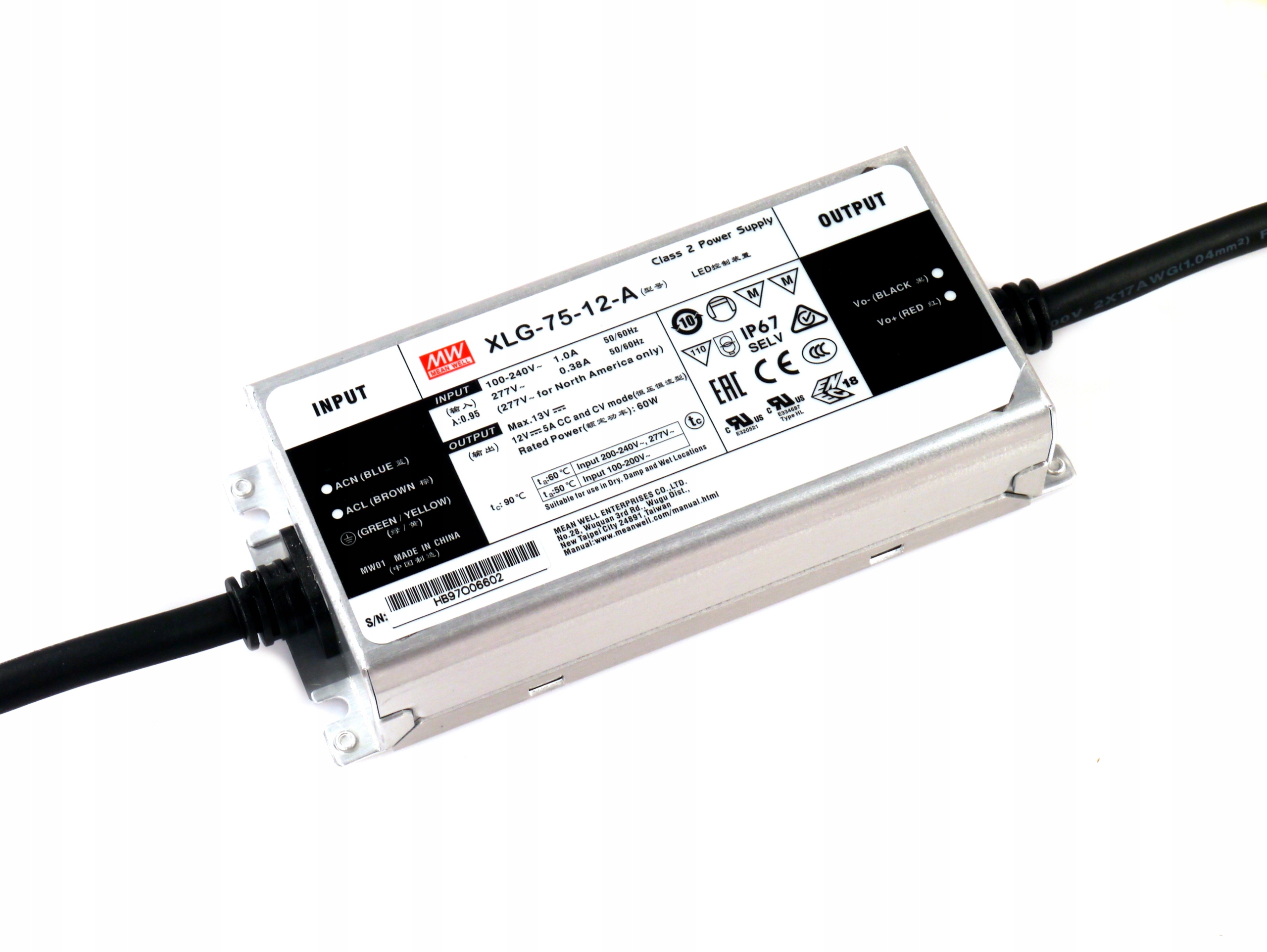 Mean Well Ac-dc Led driver s jedním výstupem, režim konstantního výkonu s vestavěným...