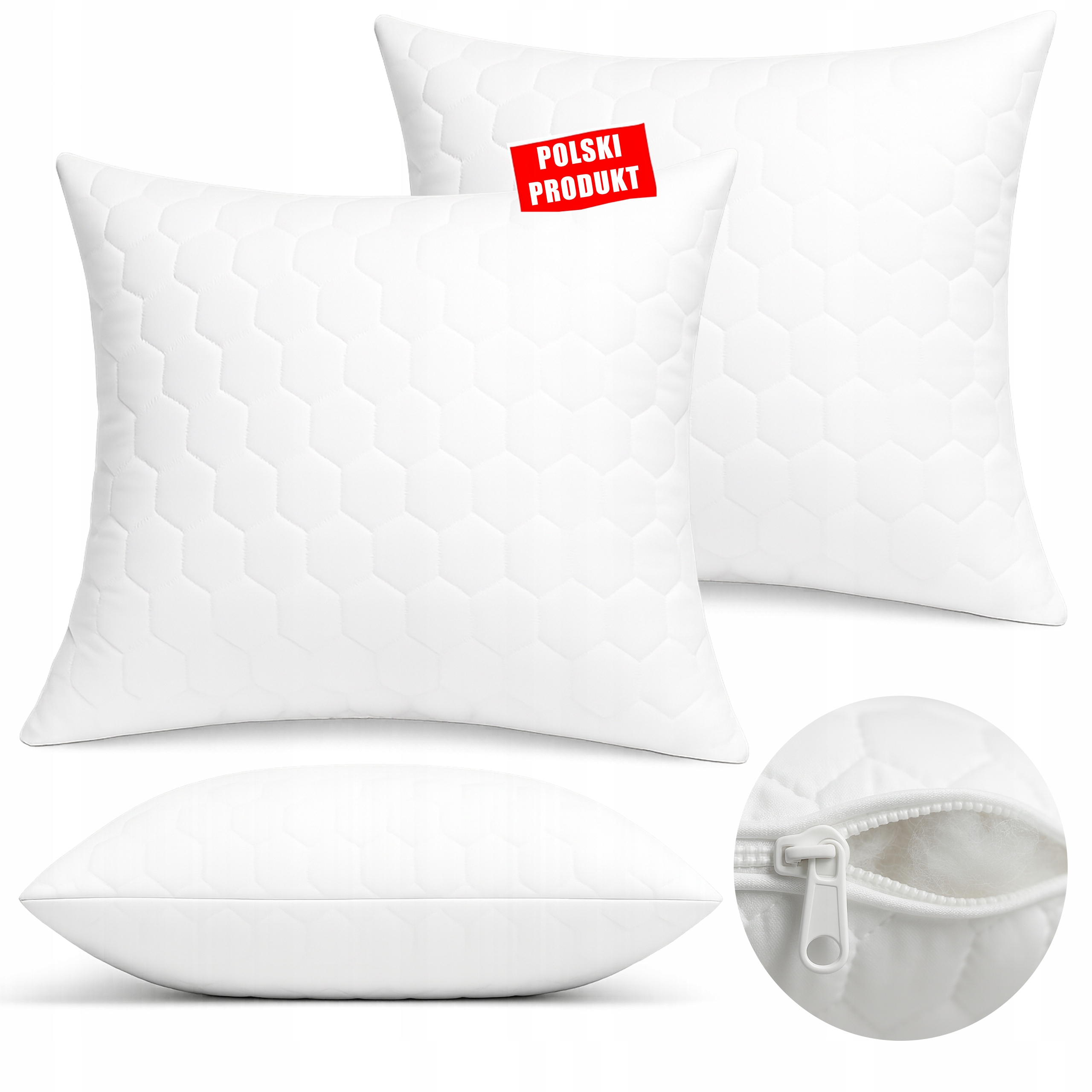 Sada 2 Polštář 70x80 Prošívané , Měkké, Antialergenní, Zip, Oeko-tex