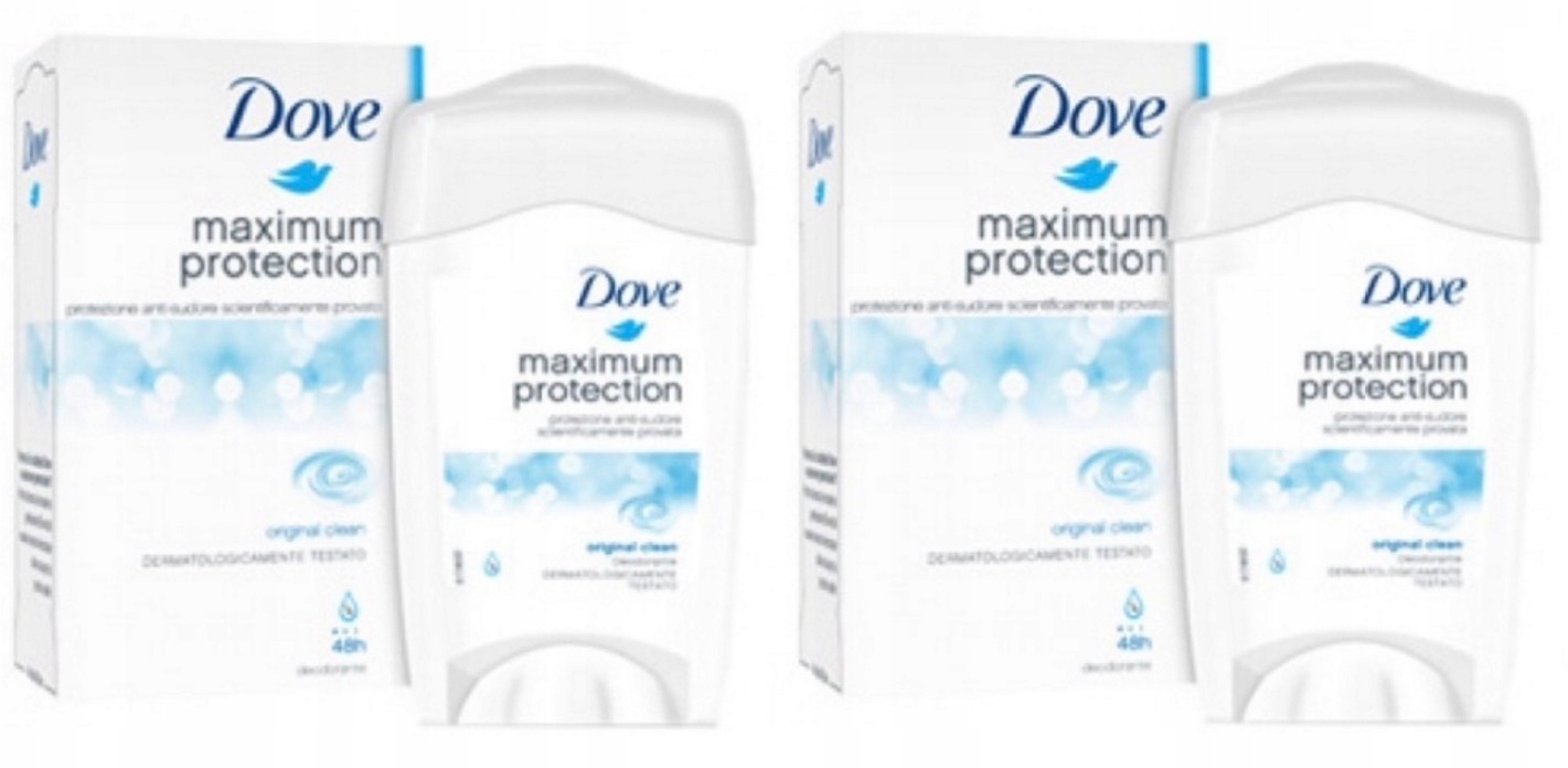 2x Dove Maximum Protection Original Clean Antiperspirant Krém 45ml tuhý
